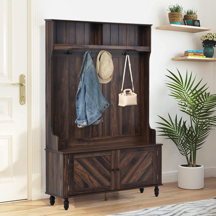 Canora Grey Hall Tree 40.1'' Wide with Bench and Shoe Storage Wayfair